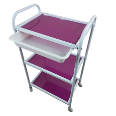 Візок косметологічний ДенІС professional Білий з фіолетовим 81х30х44 см Косметологічний візок з полицями і висувним лотком